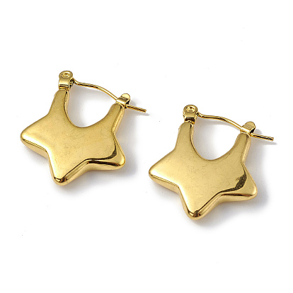 304 Stainless Steel Star Thick Hoop Earrings for Women