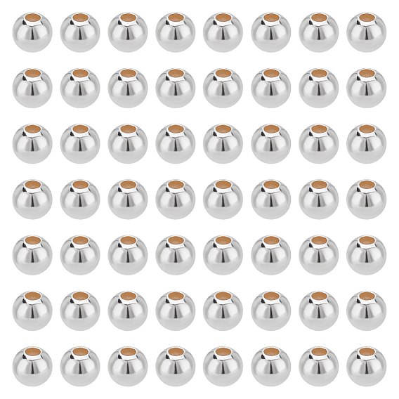 60 шт. 925 бусины из стерлингового серебра, круглые