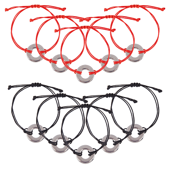 10 шт. 2 цвета, экологически чистые корейские браслеты из вощеного полиэстера, плетеные из бисера, с 304 соединительными кольцами из нержавеющей стали, пончик