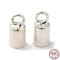 Rhodium Plated 925 Sterling Silver Cord Ends, End Caps, Column