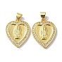 Brass Cubic Zirconia Pendants, Long-Lasting Plated, Heart with Virgin Pattern