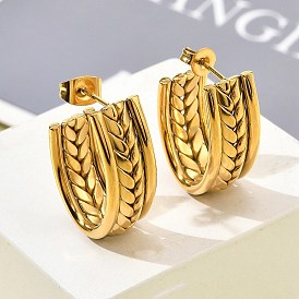 304 из нержавеющей стали серьги, ионное покрытие (ip), текстурированный c-образный