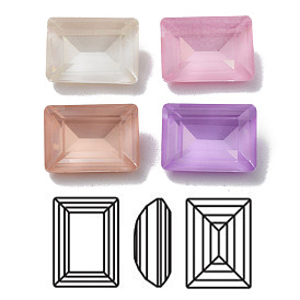 K9 Glass Rhinestone Cabochons, Point Back & Back Plated, Faceted, Rectangle