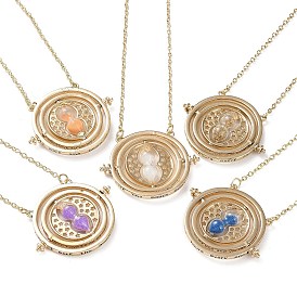 Rotated Hourglass Flat Round Alloy Pendant Necklaces for Women