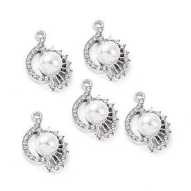 Colgantes de aleación de rhinestone, con cuentas de perlas de imitación de plástico abs, encanto de flores