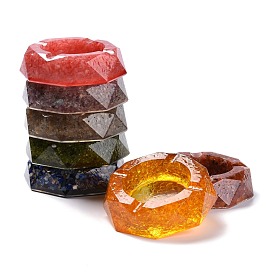 Resin with Natural Gemstone Chip Stones Ashtray, with Resin, Home OFFice Tabletop Decoration, Octagon