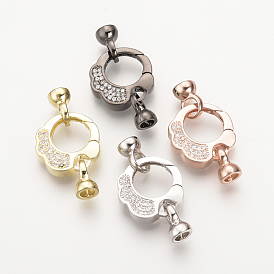 Brass Micro Pave Cubic Zirconia Spring Gate Rings, O Rings