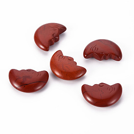 Natural Red Jasper Beads, No Hole/Undrilled, Moon