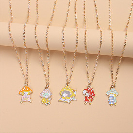 Cute Mushroom Girl Pendant Necklace for Bookworms and Gamers