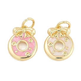 Латунь эмаль прелести, с целью перехода в кольце, пончик с подвесками-бантиками, долговечный, без свинца и без кадмия, стойки покрытие, реальный 18 k позолоченный