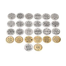 Антикоррозийные 201 подвески из нержавеющей стали, сообщение очарование, плоский круглый шарм