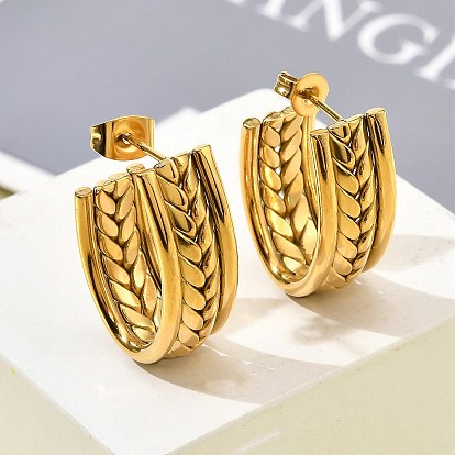 304 из нержавеющей стали серьги, ионное покрытие (ip), текстурированный c-образный