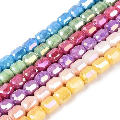 Anti-Tarnish Electroplate Glass Beads Strands, Column, Imitation Gemstone, Dyed, Faceted