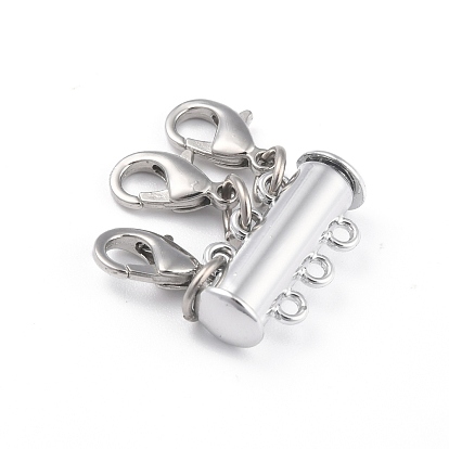 Литые магнитный замок слайд застежками, застежки для ожерелья, с карабин-лобстерами , 3 нитей, 6-луночное, трубка