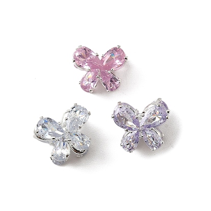 Латунные микро проложить кубического циркония бусы, без кадмия и без свинца, бабочка