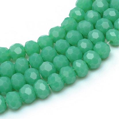 Opaque Solid Glass Bead Strands, Faceted(32 Facets) Round, 3~4mm, Hole: 0.5mm, about 200pcs/strand, 22.8 inch