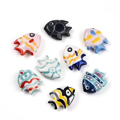 Фарфоровые бусины ручной работы, пастельный фарфор, рыба