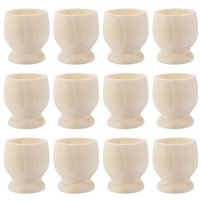 12Pcs Unfinished Wood Cup, for Home Display Decorations