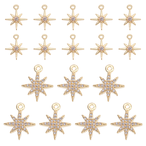 Латунные микропаве прозрачные кубические циркониевые подвески, цветок и звезда