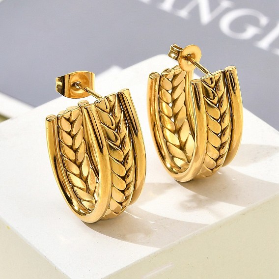 304 из нержавеющей стали серьги, ионное покрытие (ip), текстурированный c-образный