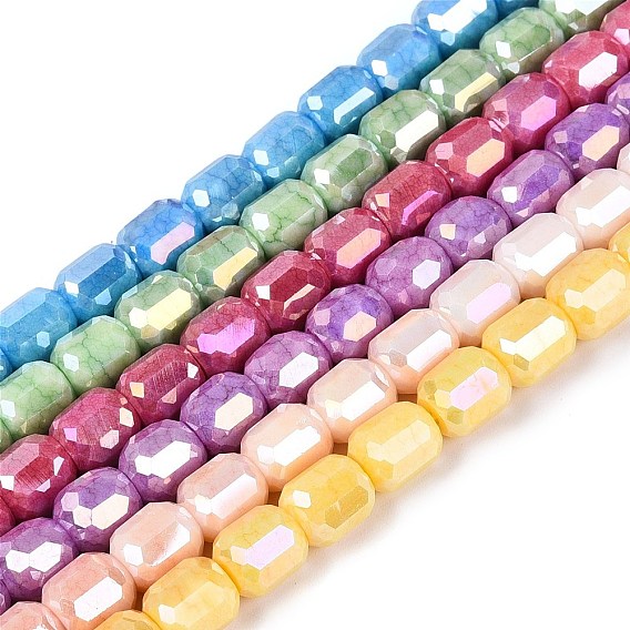 Anti-Tarnish Electroplate Glass Beads Strands, Column, Imitation Gemstone, Dyed, Faceted