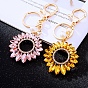 Брелок из сплава с кристаллами подсолнечника, брелок-подвеска для сумки, круглый подсолнух орнамент