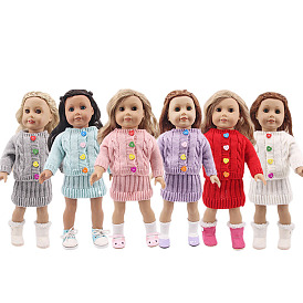 Two-piece Cloth Doll Sweater Suits, Doll Clothes Outfits, Fit for 18 inch American Girl Dolls