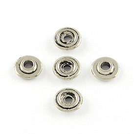 Плоские круглые тибетском стиле сплава шариков прокладки, без кадмия и без свинца, 6x2 мм, отверстие : 1.5 мм