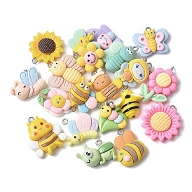 20 шт 20 стили подвески из непрозрачной смолы, разнообразные, с платиновым тоном железная петля