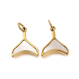 Ионное покрытие (ip) 304 брелоки из нержавеющей стали, с ракушкой и кольцом для прыжков, очарование рыбий хвост