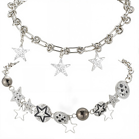 2 шт. 2 стили комплекты ожерелий из сплава в форме звезды для женщин