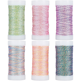 6 рулоны 6 цвета 6 многослойная металлизированная полиэстеровая вышивальная нить, для рукоделия, вышивки, ручной работы, браслеты дружбы плетеная веревка
