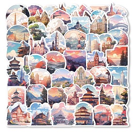 50Pcs Travel Theme PVC Self-Adhesive Stickers, Waterproof Decals, for DIY Albums Diary, Laptop Decoration Cartoon Scrapbooking