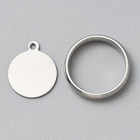 Hip-hop Style Alloy Flat Round Pendants with Rings