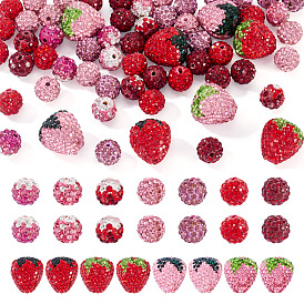 60шт. страз ручной работы из полимерной глины, клубника и круглая