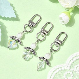 3шт. подвесные украшения из стекла и акрила в виде ангела, с крылом из сплава в тибетском стиле