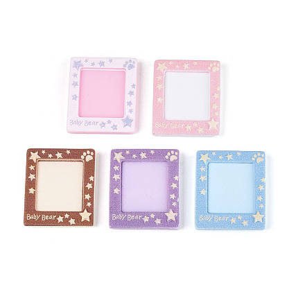 Непрозрачные кабошоны из смолы, квадрат со звездой и надписью «медвежонок»