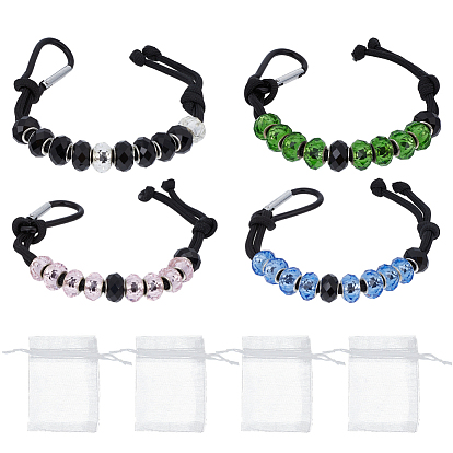 4шт 201 плетеные браслеты из круглых бусин из нержавеющей стали, регулируемые плетеные браслеты из нейлоновой нити