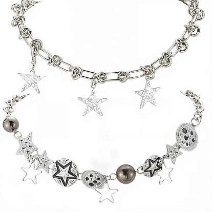 2 шт. 2 стили комплекты ожерелий из сплава в форме звезды для женщин