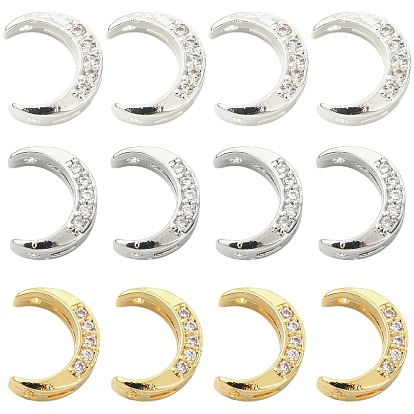 12 шт. 3 цветные латунные прозрачные кубические циркониевые бусины, луна