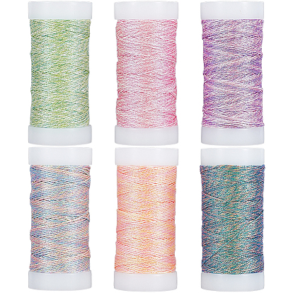 6 рулоны 6 цвета 6 многослойная металлизированная полиэстеровая вышивальная нить, для рукоделия, вышивки, ручной работы, браслеты дружбы плетеная веревка