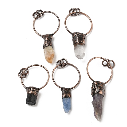 Природных драгоценных камней крупные кулоны, подвески-самородки с латунными кольцами, Красная медь