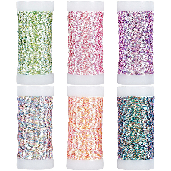 6 рулоны 6 цвета 6 многослойная металлизированная полиэстеровая вышивальная нить, для рукоделия, вышивки, ручной работы, браслеты дружбы плетеная веревка