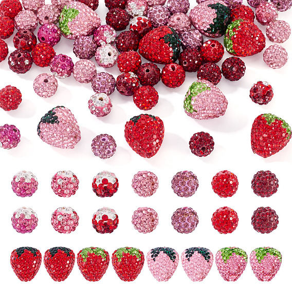 60шт. страз ручной работы из полимерной глины, клубника и круглая