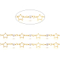 Brass Handmade Beaded Chain, with Round Glass Beads, Long-Lasting Plated, Soldered, with Spool, Star