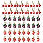6Pcs 3 Style Brass Enamel Charms, Long-Lasting Plated, with Jump Ring, Fruit Theme, Real 18K Gold Plated, Cherry & Strawberry & Mulberries