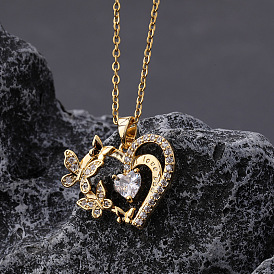 Fashionable Hollow Butterfly Heart Necklace - Elegant, Versatile, Stainless Steel Collarbone Chain.
