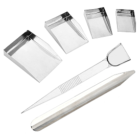 6Pcs 6 Style Jewelry Tool Sets, with Stainless Steel Gem Shovel & Chemical Scoops & Tweezers