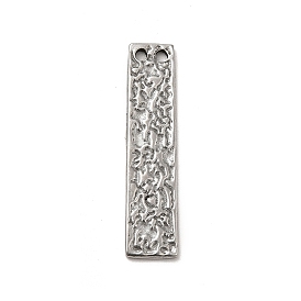304 Stainless Steel Connector Charms, Textured Rectangle Links