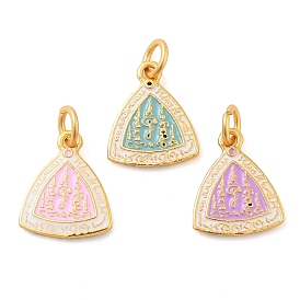 Alloy Enamel Pendants, with Jump Ring, Golden, Triangle Charm